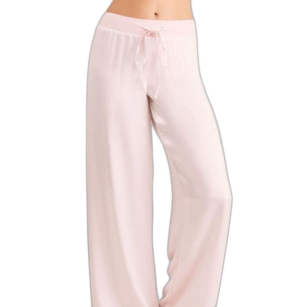 PJ Harlow Jolie Satin Pants Womens XS Cropped Wide Leg Pull-On Drawstring Pink